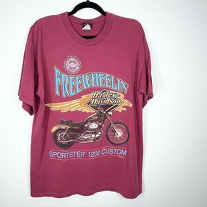 VTG 1996 Harley Davidson Free Wheelin Sportster 1200 Custom T Shirt Large